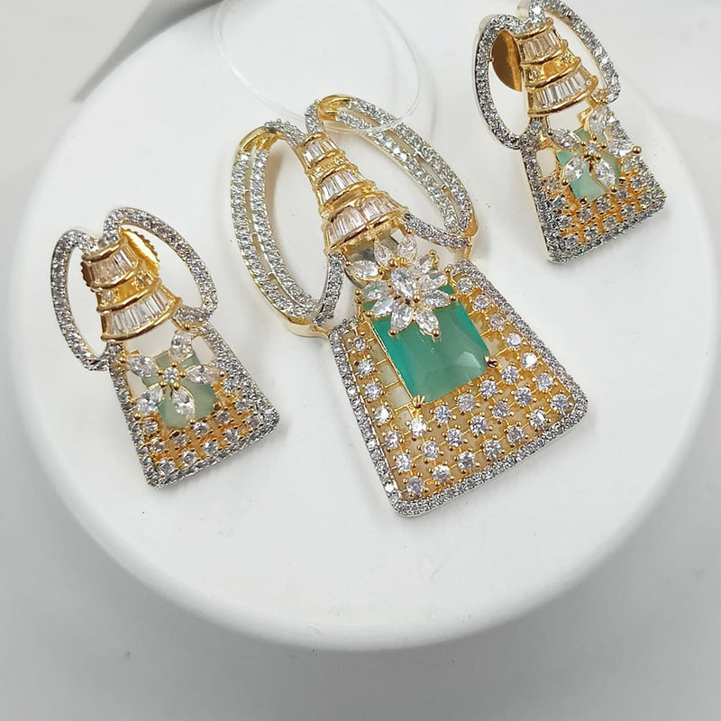 Padmawati Bangles Gold Plated AD Stone Pendant Set