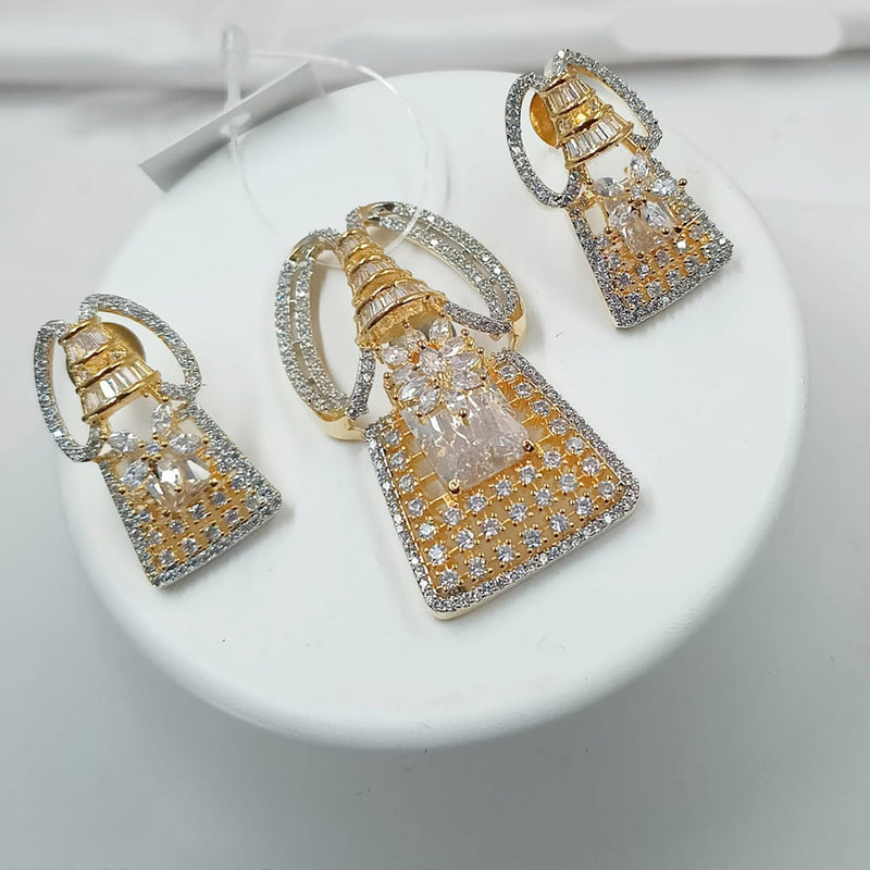 Padmawati Bangles Gold Plated AD Stone Pendant Set