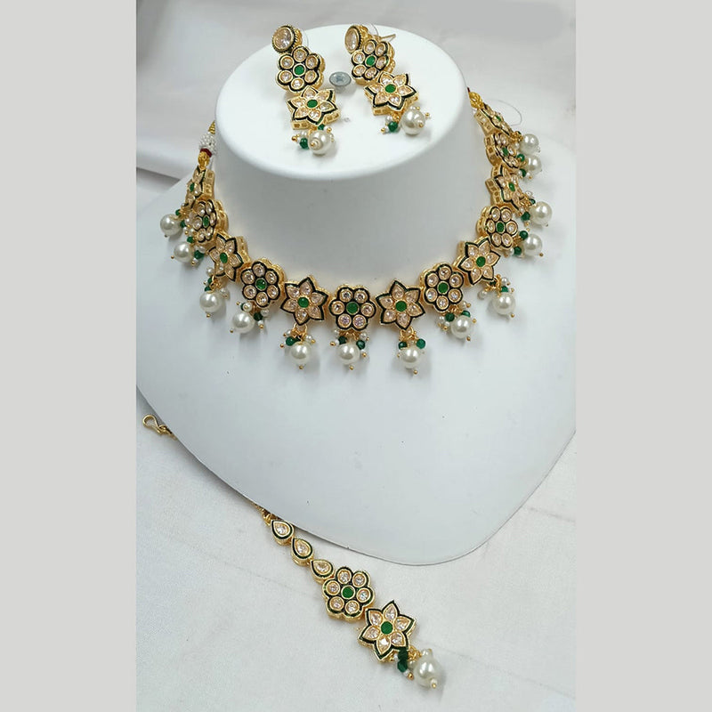 Padmawati Bangles Gold Plated Crystal Stone And Pearls Necklace Set