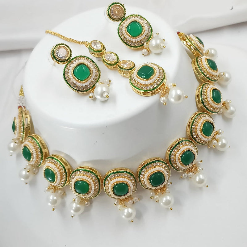 Padmawati Bangles Gold Plated Pota Stone And Pearls Meenakari Choker Necklace Set