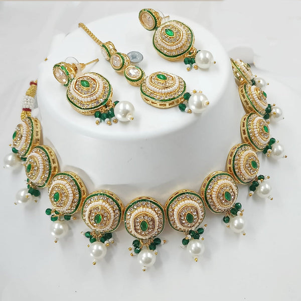 Padmawati Bangles Gold Plated Kundan Stone And Pearls Meenakari Choker Necklace Set