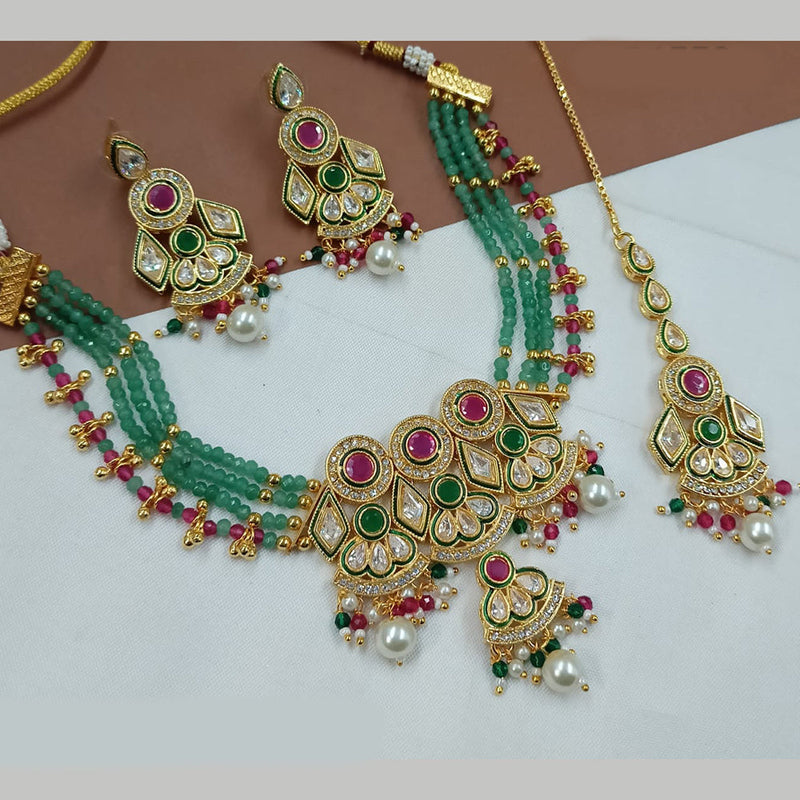 Padmawati Bangles Gold Plated Crystal Stone And Pearls Choker Necklace Set