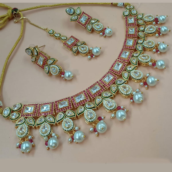 Padmawati Bangles Gold Plated Crystal Stone And Pearls Necklace Set