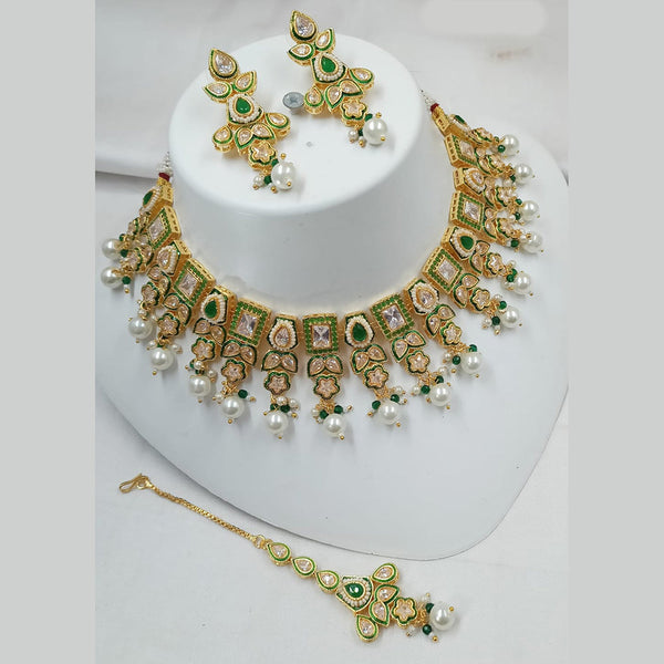 Padmawati Bangles Gold Plated Crystal Stone And Pearls Necklace Set