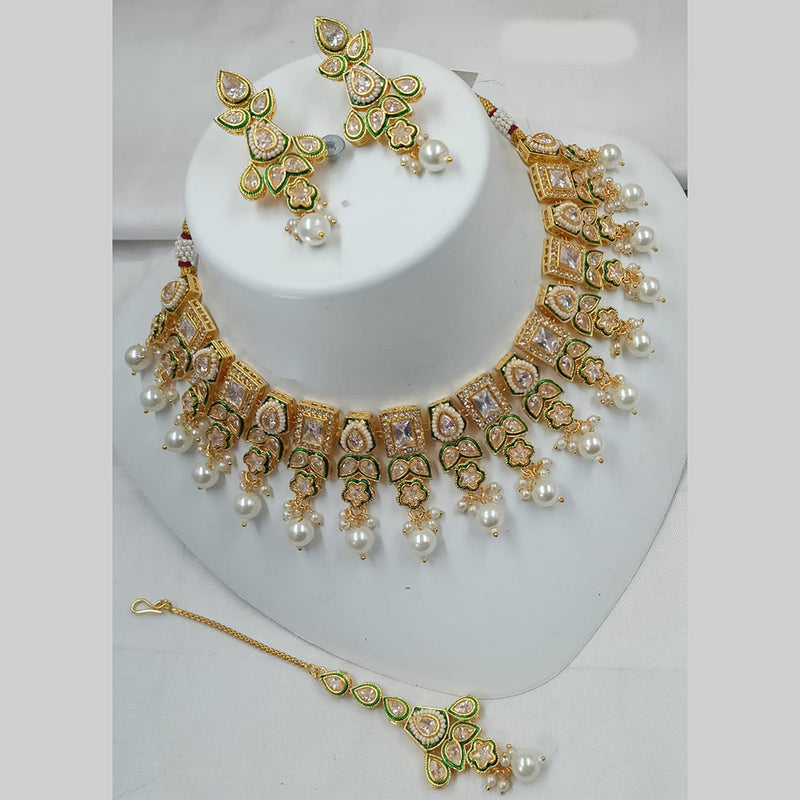 Padmawati Bangles Gold Plated Crystal Stone And Pearls Necklace Set