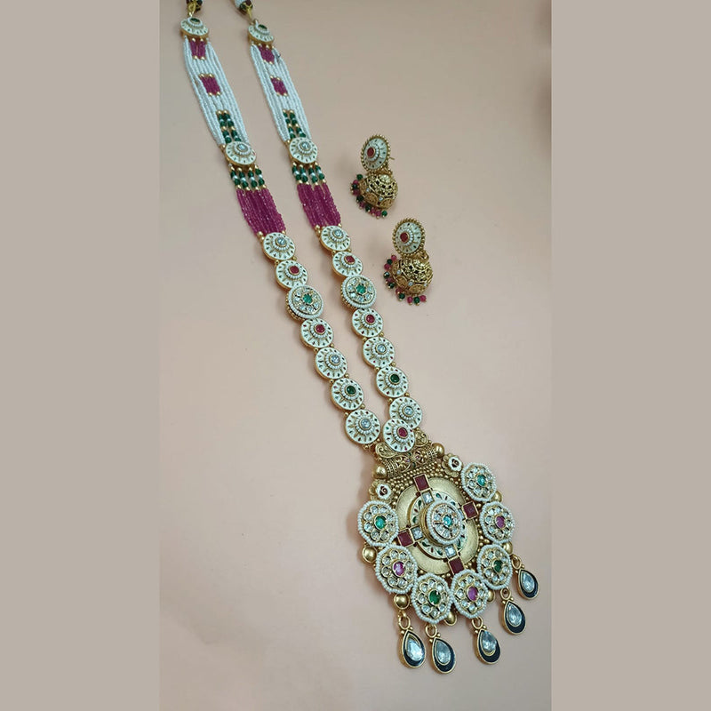 Padmawati Bangles Gold Plated Pota Stone And Pearls Long Necklace Set