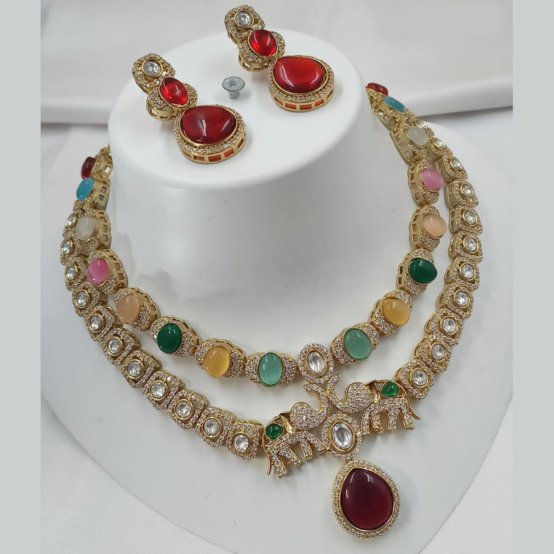 Padmawati Bangles Gold Plated Pota Stone And Austrian Stone  Necklace Set