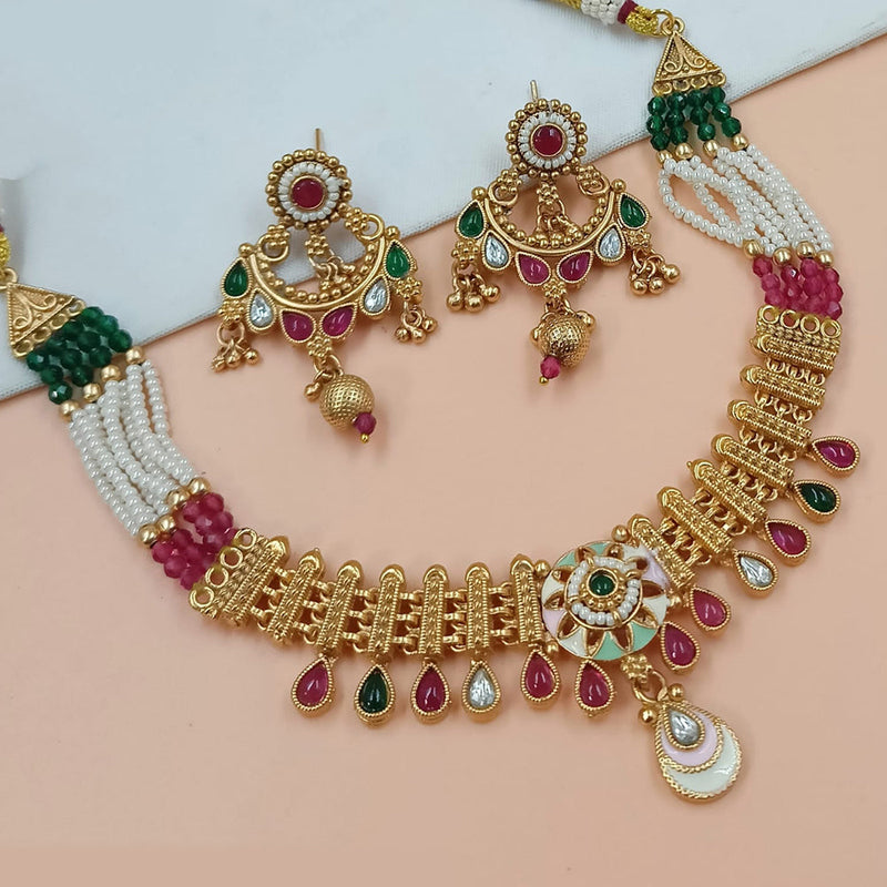 Padmawati Bangles Gold Plated Pota Stone Necklace Set