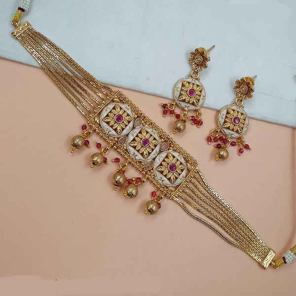 Padmawati Bangles Gold Plated Pota Stone Meenakari Choker Necklace Set