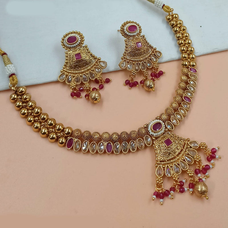 Padmawati Bangles Gold Plated Crystal Stone Necklace Set