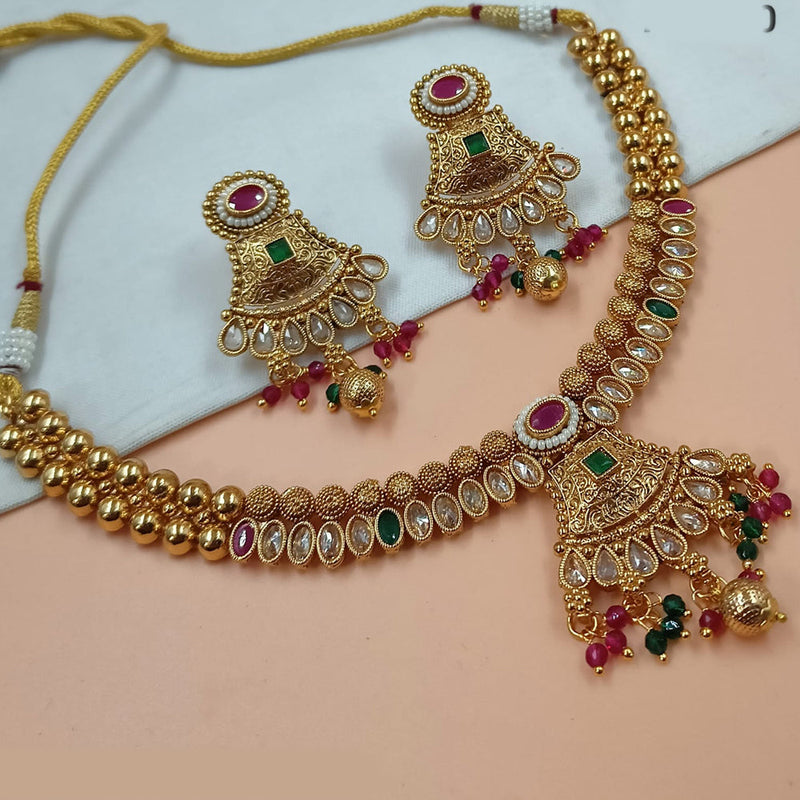 Padmawati Bangles Gold Plated Crystal Stone Necklace Set