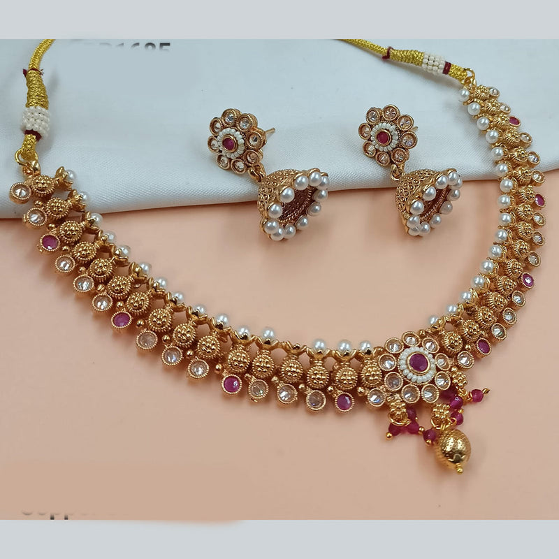 Padmawati Bangles Gold Plated Crystal Stone Necklace Set