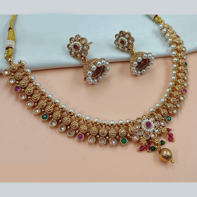 Padmawati Bangles Gold Plated Crystal Stone Necklace Set