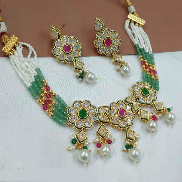 Padmawati Bangles Gold Plated Crystal Stone And Pearls Necklace Set