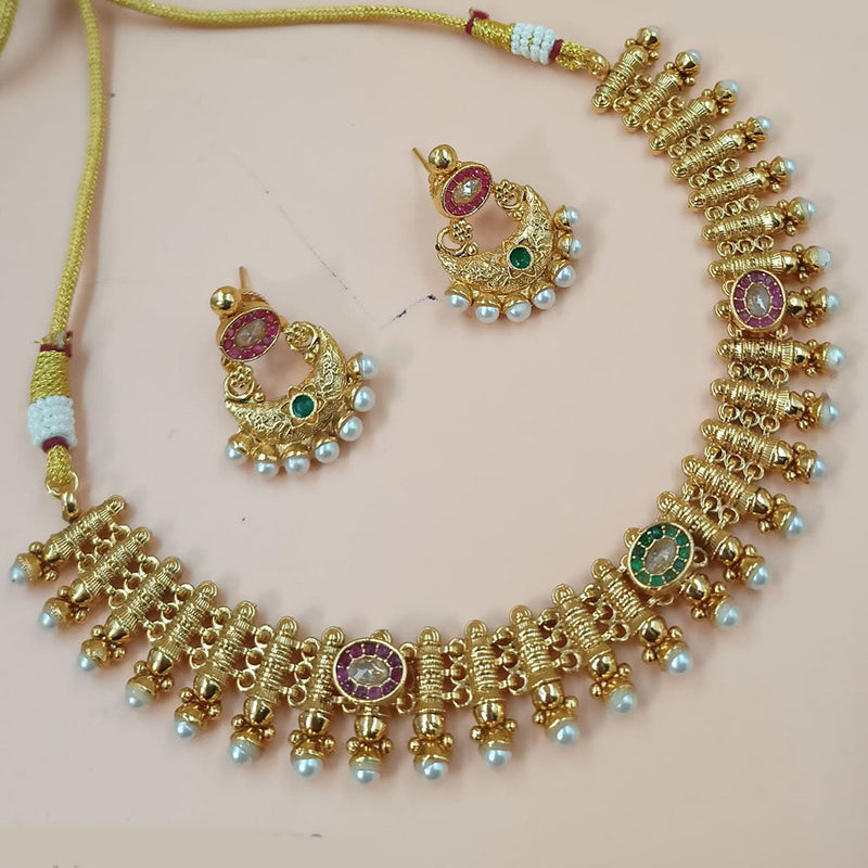 Padmawati Bangles Gold Plated Crystal Stone And Pearls Necklace Set