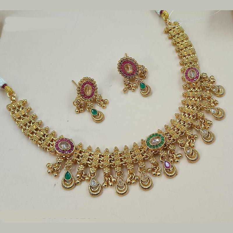 Padmawati Bangles Gold Plated Crystal Stone Necklace Set