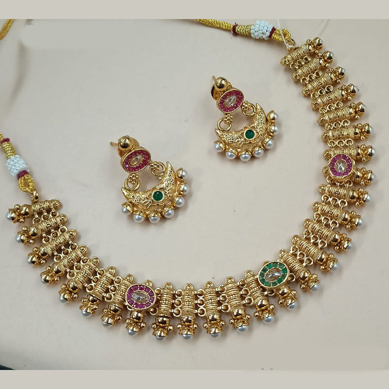 Padmawati Bangles Gold Plated Crystal Stone And Pearls Necklace Set