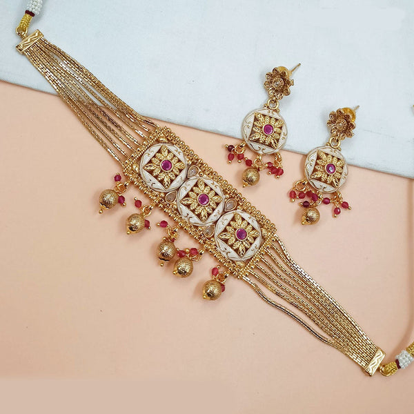 Padmawati Bangles Gold Plated Pota Stone Choker Necklace Set