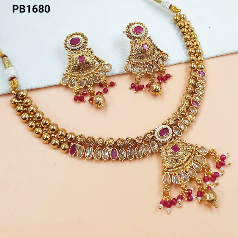 Padmawati Bangles Gold Plated Crystal Stone And Pearls Necklace Set