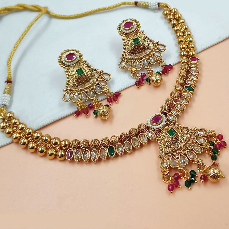 Padmawati Bangles Gold Plated Crystal Stone And Pearls Necklace Set