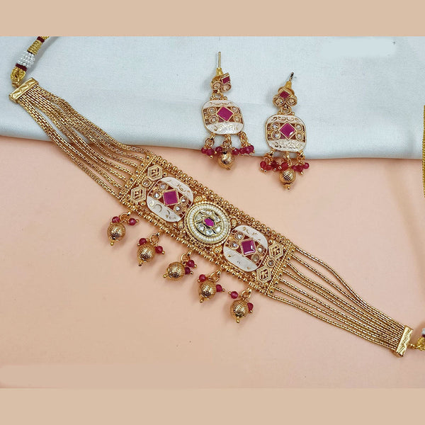 Padmawati Bangles Gold Plated Pota Stone Meenakari Choker Necklace Set