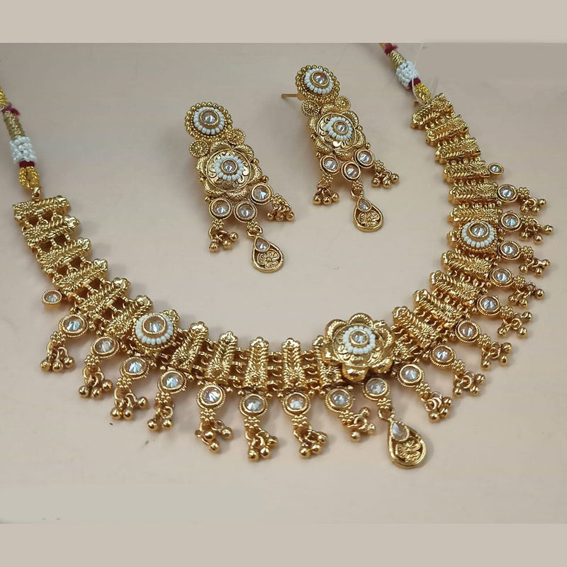 Padmawati Bangles Gold Plated Pota Stone And Pearls Necklace Set