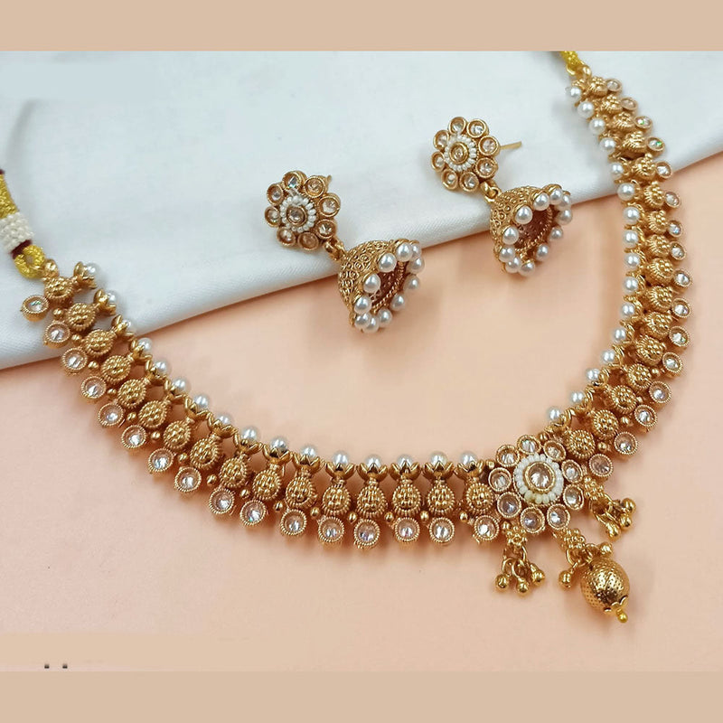 Padmawati Bangles Gold Plated Crystal Stone And Pearls Necklace Set