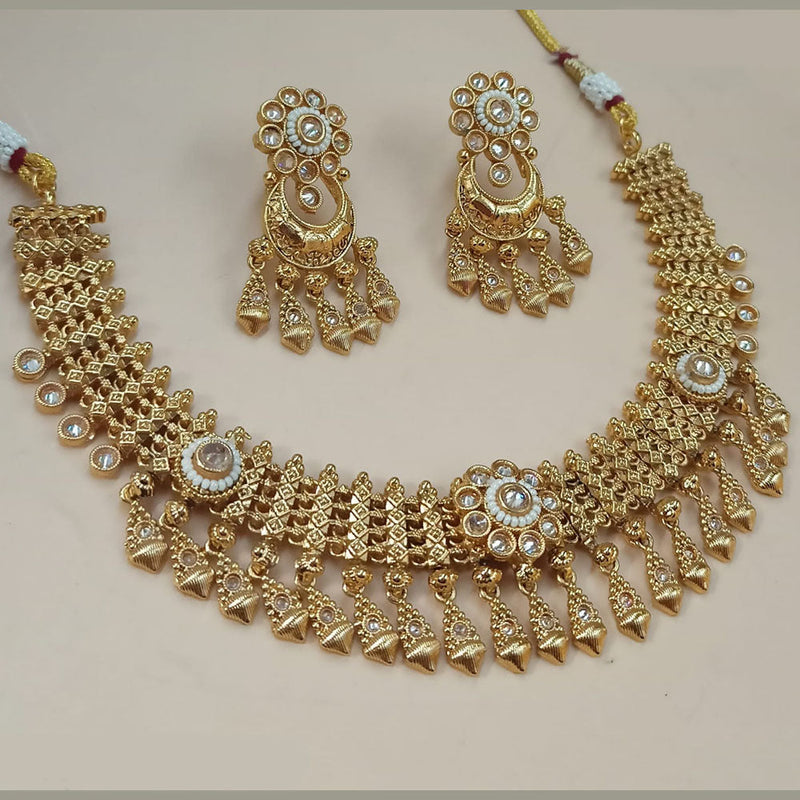 Padmawati Bangles Gold Plated Crystal Stone And Pearls Necklace Set