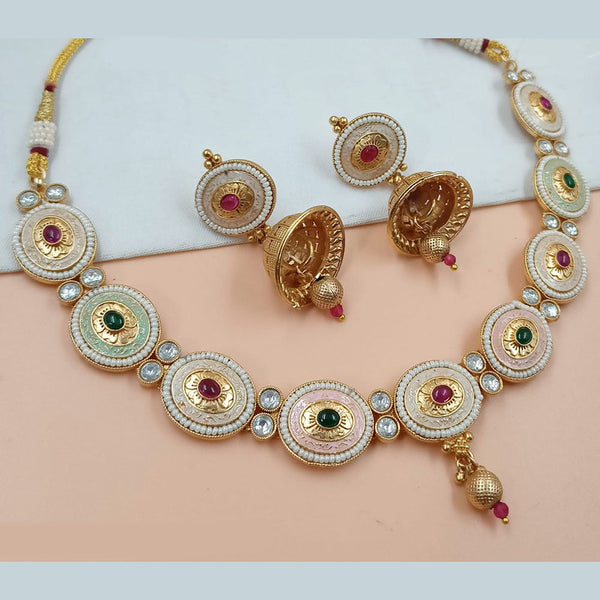 Padmawati Bangles Gold Plated Pota Stone Meenakari Necklace Set