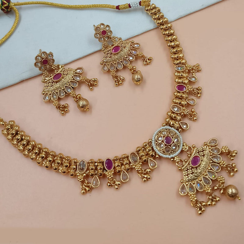 Padmawati Bangles Gold Plated Crystal Stone  Necklace Set