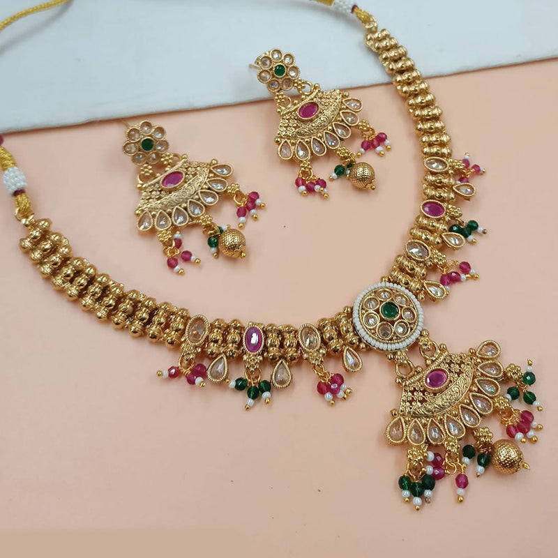 Padmawati Bangles Gold Plated Crystal Stone  Necklace Set