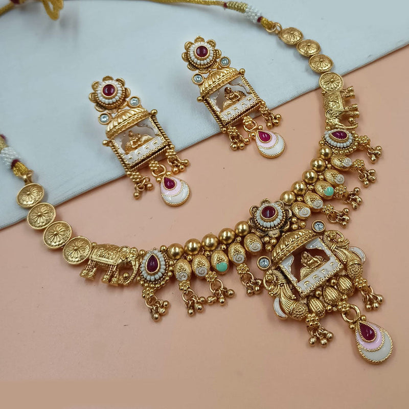 Padmawati Bangles Gold Plated Pota Stone Meenakari Necklace Set