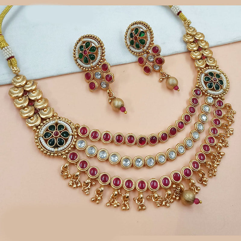 Padmawati Bangles Gold Plated Pota Stone And Pearls Necklace Set