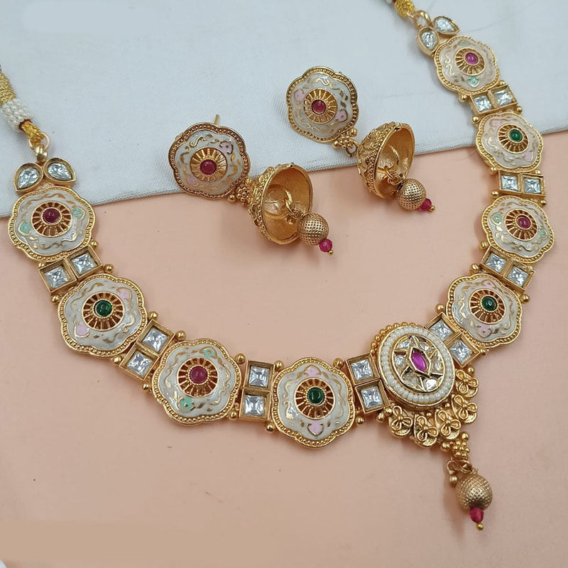 Padmawati Bangles Gold Plated Pota Stone Meenakari Necklace Set