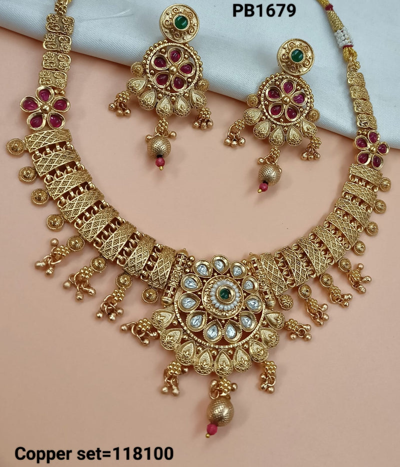 Padmawati Bangles Gold Plated Pota Stone And Pearls Necklace Set