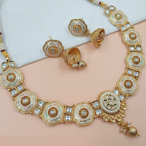 Padmawati Bangles Gold Plated Pota Stone Meenakari Necklace Set