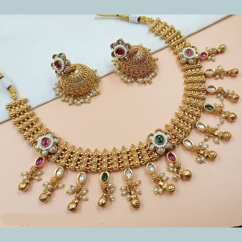 Padmawati Bangles Gold Plated Pota Stone And Pearls Necklace Set