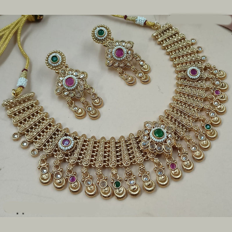 Padmawati Bangles Gold Plated Crystal Stone And Pearls Necklace Set