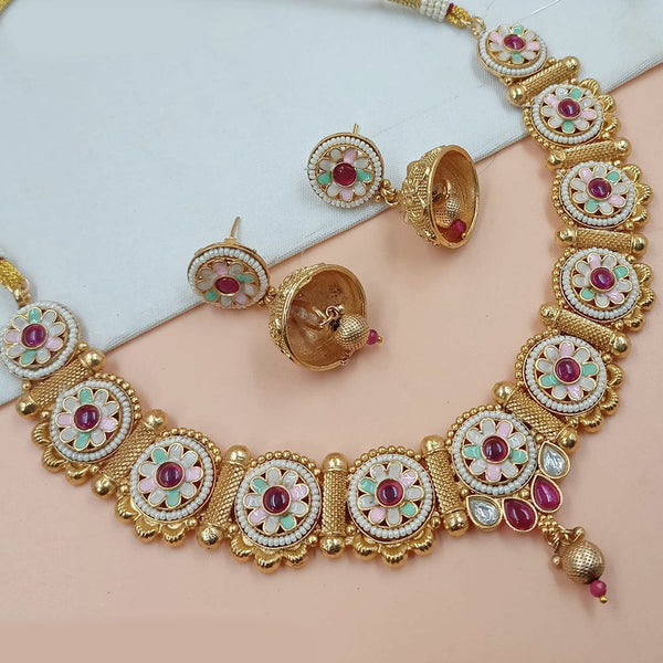 Padmawati Bangles Gold Plated Pota Stone Meenakari Necklace Set