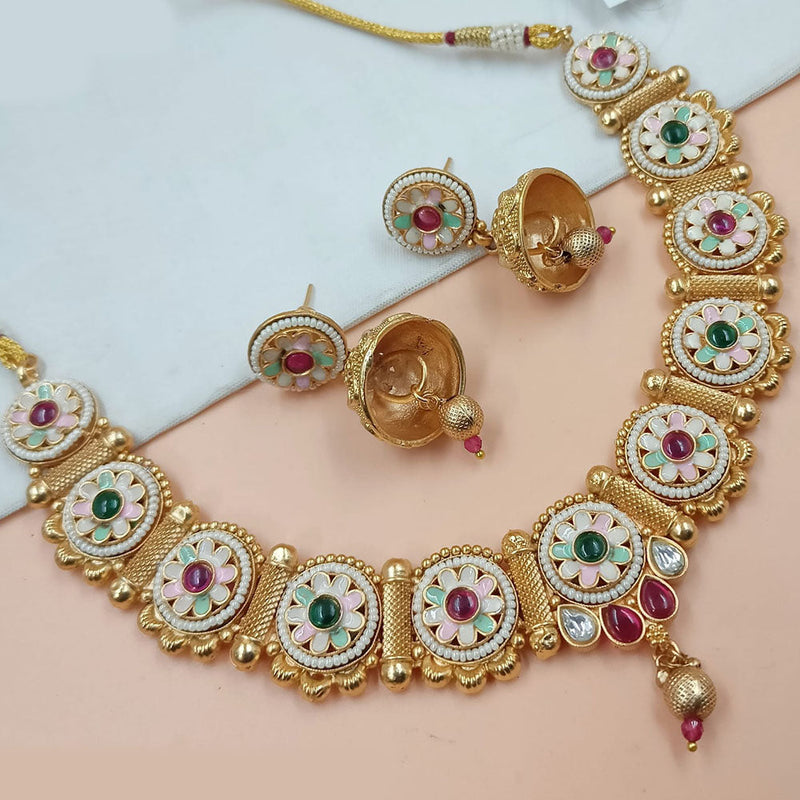 Padmawati Bangles Gold Plated Pota Stone Meenakari Necklace Set