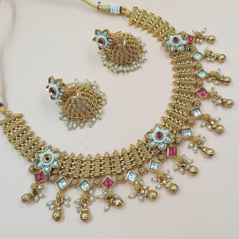 Padmawati Bangles Gold Plated Pota Stone And Pearls Necklace Set