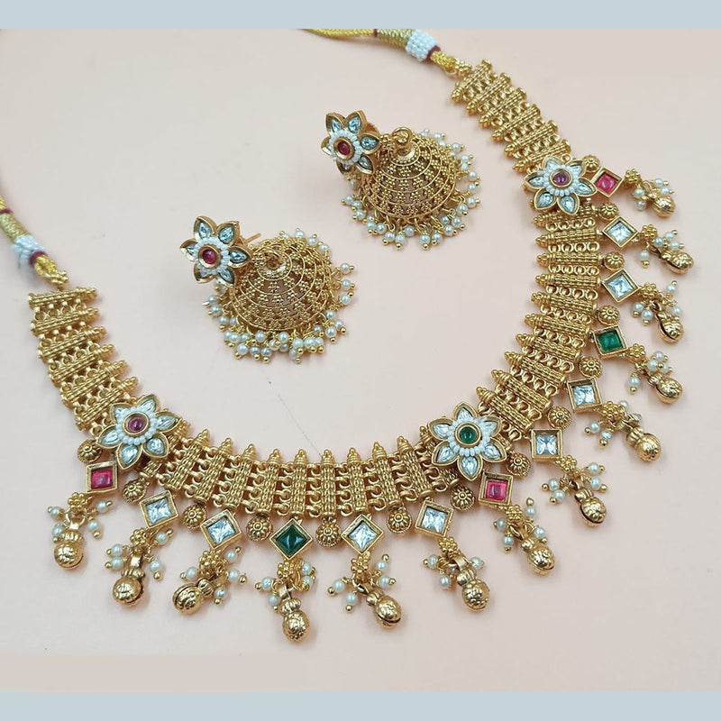 Padmawati Bangles Gold Plated Pota Stone And Pearls Necklace Set