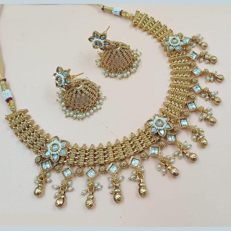 Padmawati Bangles Gold Plated Pota Stone And Pearls Necklace Set