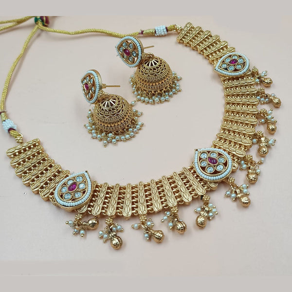 Padmawati Bangles Gold Plated Pota Stone And Pearls Necklace Set