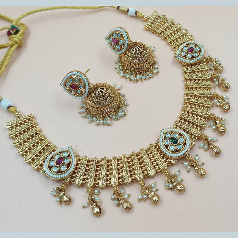 Padmawati Bangles Gold Plated Pota Stone And Pearls Necklace Set