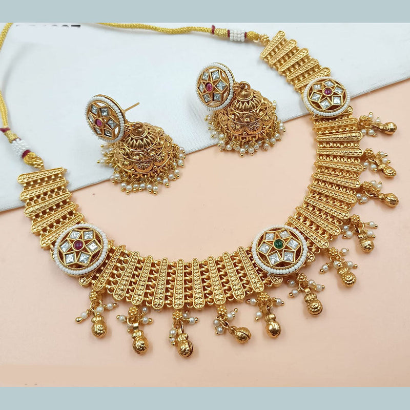 Padmawati Bangles Gold Plated Pota Stone And Pearls Necklace Set