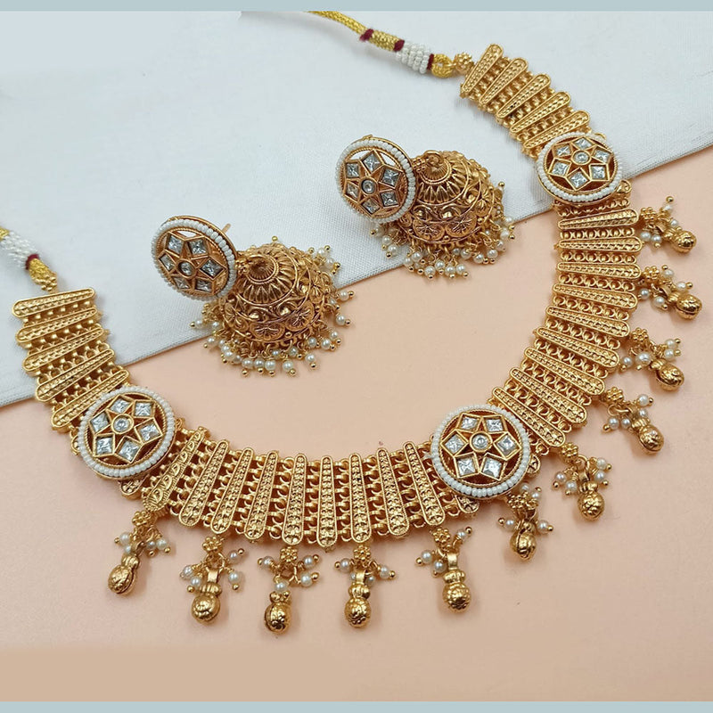 Padmawati Bangles Gold Plated Pota Stone And Pearls Necklace Set