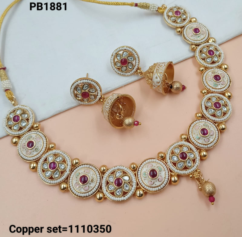 Padmawati Bangles Gold Plated Pota Stone Meenakari Necklace Set