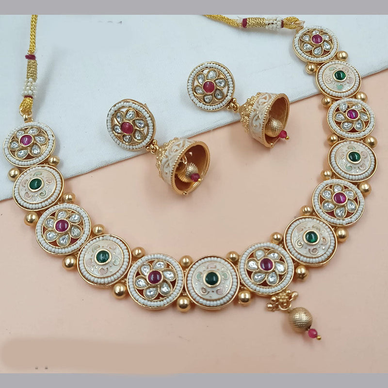 Padmawati Bangles Gold Plated Pota Stone Meenakari Necklace Set