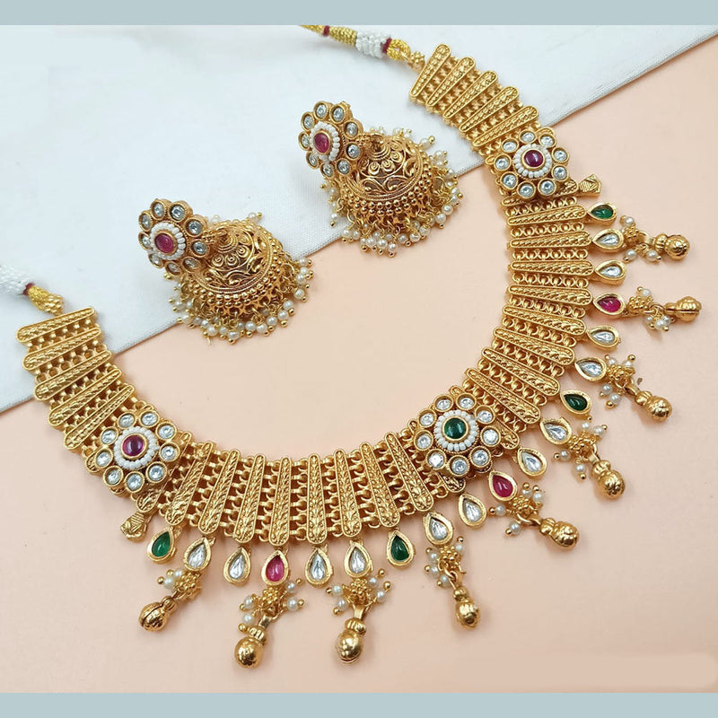 Padmawati Bangles Gold Plated Pota Stone And Pearls Necklace Set